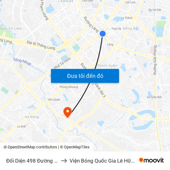 Đối Diện 498 Đường Láng to Viện Bỏng Quốc Gia Lê Hữu Trác map