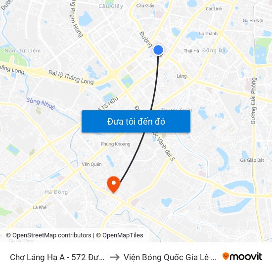 Chợ Láng Hạ A - 572 Đường Láng to Viện Bỏng Quốc Gia Lê Hữu Trác map