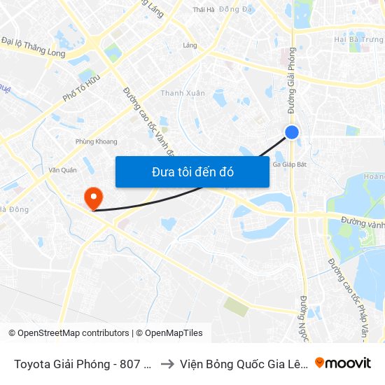 Toyota Giải Phóng - 807 Giải Phóng to Viện Bỏng Quốc Gia Lê Hữu Trác map