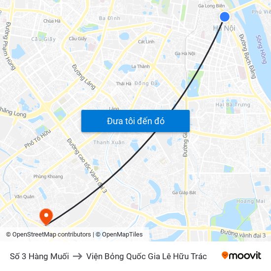 Số 3 Hàng Muối to Viện Bỏng Quốc Gia Lê Hữu Trác map