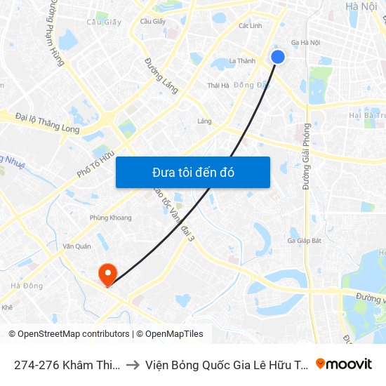 274-276 Khâm Thiên to Viện Bỏng Quốc Gia Lê Hữu Trác map