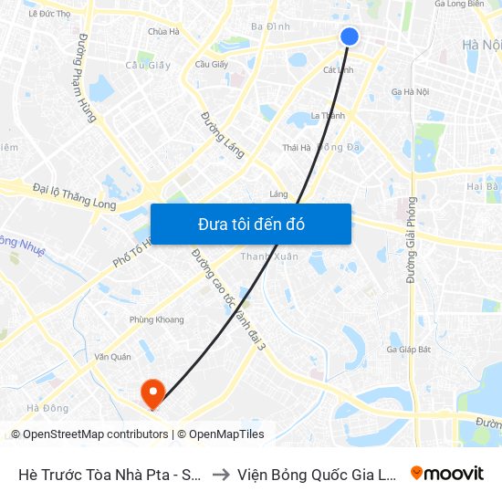 Hè Trước Tòa Nhà Pta - Số 1 Kim Mã to Viện Bỏng Quốc Gia Lê Hữu Trác map