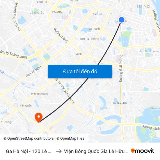 Ga Hà Nội - 120 Lê Duẩn to Viện Bỏng Quốc Gia Lê Hữu Trác map