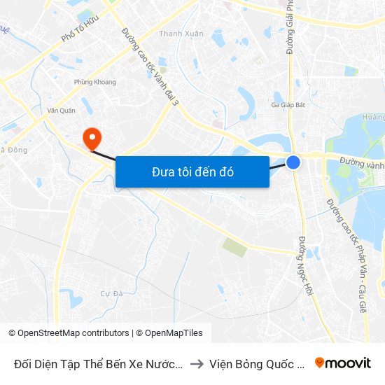 Đối Diện Tập Thể Bến Xe Nước Ngầm Hà Nội - Ngọc Hồi to Viện Bỏng Quốc Gia Lê Hữu Trác map