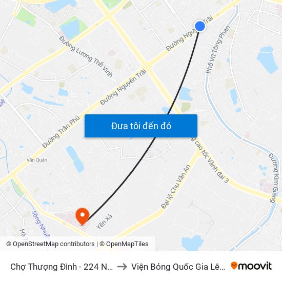 Chợ Thượng Đình - 224 Nguyễn Trãi to Viện Bỏng Quốc Gia Lê Hữu Trác map