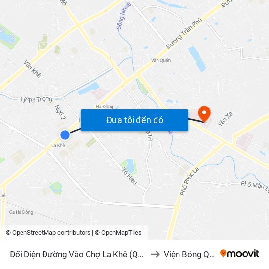 Đối Diện Đường Vào Chợ La Khê (Qua Ga Metro La Khê) - 405 Quang Trung (Hà Đông) to Viện Bỏng Quốc Gia Lê Hữu Trác map