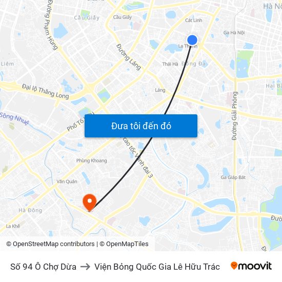 Số 94 Ô Chợ Dừa to Viện Bỏng Quốc Gia Lê Hữu Trác map