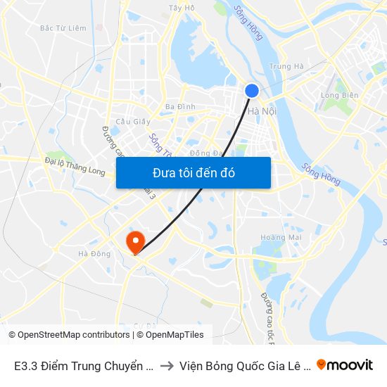 E3.3 Điểm Trung Chuyển Long Biên to Viện Bỏng Quốc Gia Lê Hữu Trác map