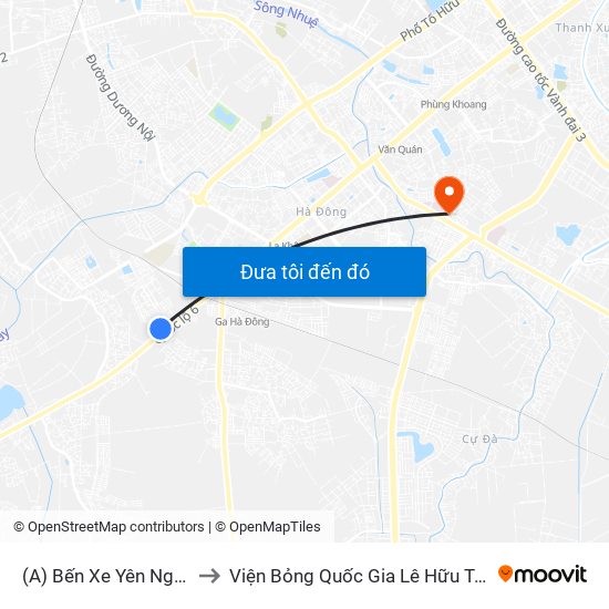 (A) Bến Xe Yên Nghĩa to Viện Bỏng Quốc Gia Lê Hữu Trác map