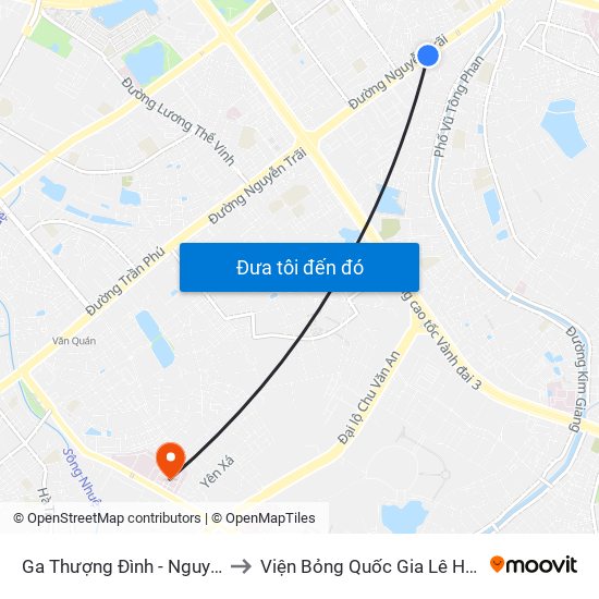 Ga Thượng Đình - Nguyễn Trãi to Viện Bỏng Quốc Gia Lê Hữu Trác map