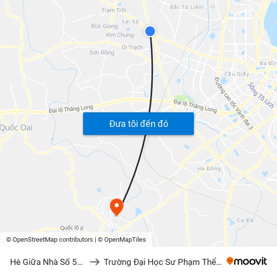 Hè Giữa Nhà Số 55-57 Phố Nhổn to Trường Đại Học Sư Phạm Thể Dục Thể Thao Hà Nội map