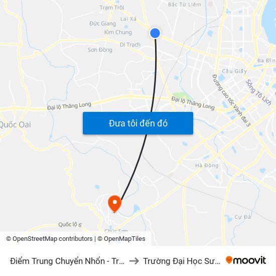 Điểm Trung Chuyển Nhổn - Trường Đại Học Công Nghiệp Hà Nội - Đường 32 to Trường Đại Học Sư Phạm Thể Dục Thể Thao Hà Nội map