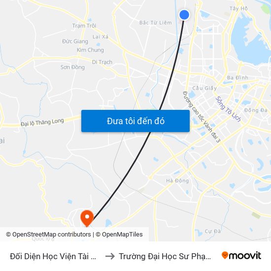Đối Diện Học Viện Tài Chính - Đường Đức Thắng to Trường Đại Học Sư Phạm Thể Dục Thể Thao Hà Nội map