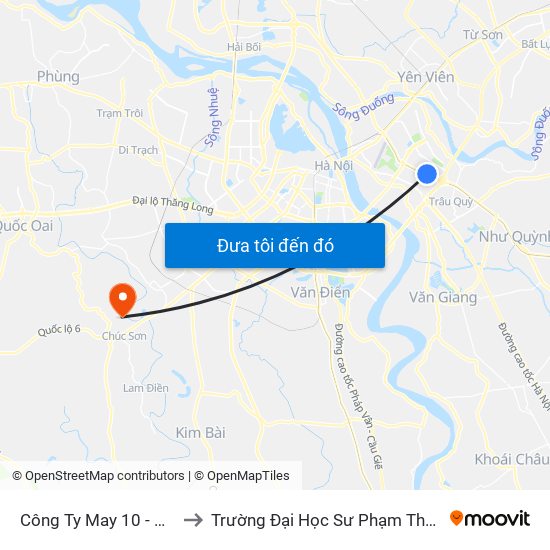 Công Ty May 10 - Nguyễn Văn Linh to Trường Đại Học Sư Phạm Thể Dục Thể Thao Hà Nội map