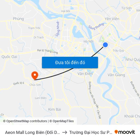 Aeon Mall Long Biên (Đối Diện Cột Điện T4a/2a-B Đường Cổ Linh) to Trường Đại Học Sư Phạm Thể Dục Thể Thao Hà Nội map