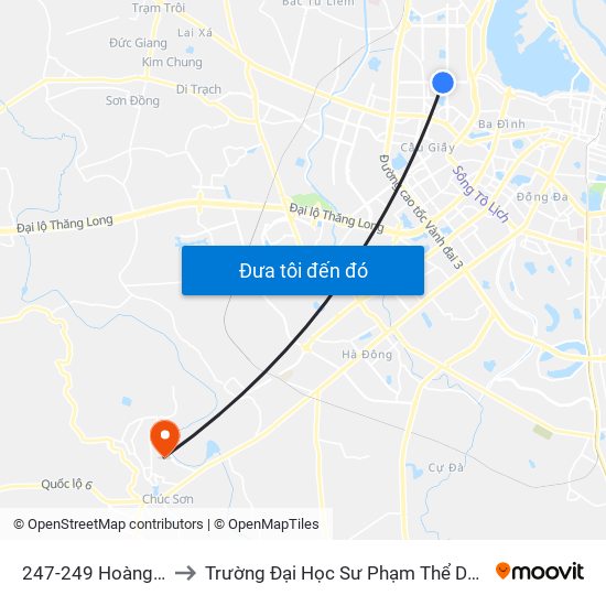 247-249 Hoàng Quốc Việt to Trường Đại Học Sư Phạm Thể Dục Thể Thao Hà Nội map