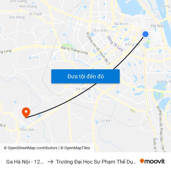 Ga Hà Nội - 120 Lê Duẩn to Trường Đại Học Sư Phạm Thể Dục Thể Thao Hà Nội map