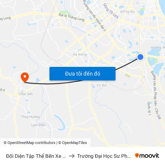 Đối Diện Tập Thể Bến Xe Nước Ngầm Hà Nội - Ngọc Hồi to Trường Đại Học Sư Phạm Thể Dục Thể Thao Hà Nội map