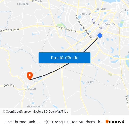 Chợ Thượng Đình - 224 Nguyễn Trãi to Trường Đại Học Sư Phạm Thể Dục Thể Thao Hà Nội map