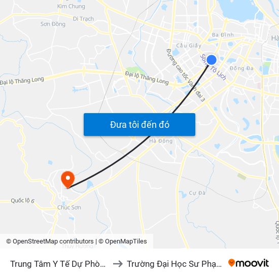Trung Tâm Y Tế Dự Phòng Hn - 70 Nguyễn Chí Thanh to Trường Đại Học Sư Phạm Thể Dục Thể Thao Hà Nội map