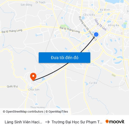 Làng Sinh Viên Hacinco - Nguyễn Tuân to Trường Đại Học Sư Phạm Thể Dục Thể Thao Hà Nội map
