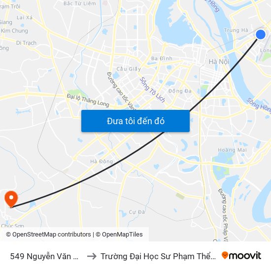 549 Nguyễn Văn Cừ (Cột Trước) to Trường Đại Học Sư Phạm Thể Dục Thể Thao Hà Nội map