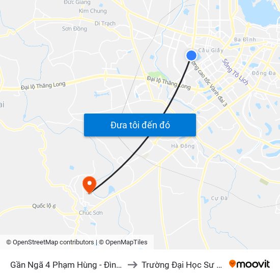 Gần Ngã 4 Phạm Hùng - Đình Thôn (Hướng Đi Khuất Duy Tiến)-Cột Sau to Trường Đại Học Sư Phạm Thể Dục Thể Thao Hà Nội map