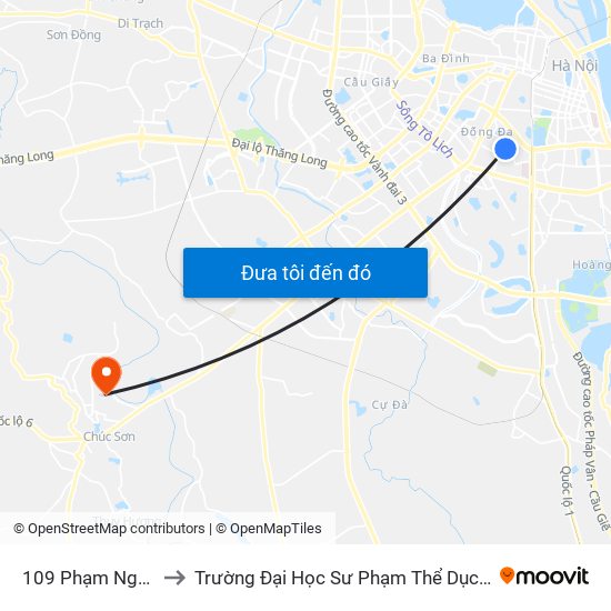 109 Phạm Ngọc Thạch to Trường Đại Học Sư Phạm Thể Dục Thể Thao Hà Nội map