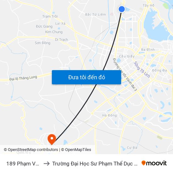 189 Phạm Văn Đồng to Trường Đại Học Sư Phạm Thể Dục Thể Thao Hà Nội map