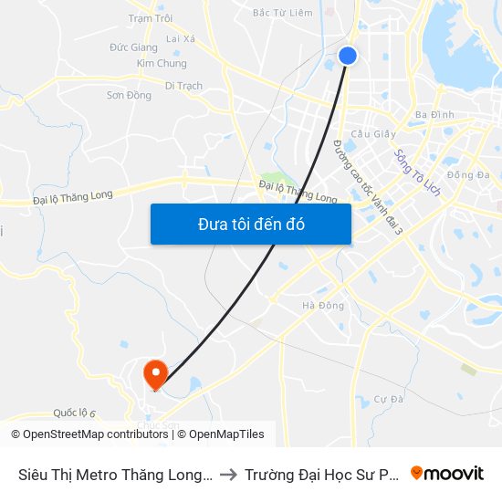 Siêu Thị Metro Thăng Long - Đối Diện Ngõ 599 Phạm Văn Đồng to Trường Đại Học Sư Phạm Thể Dục Thể Thao Hà Nội map