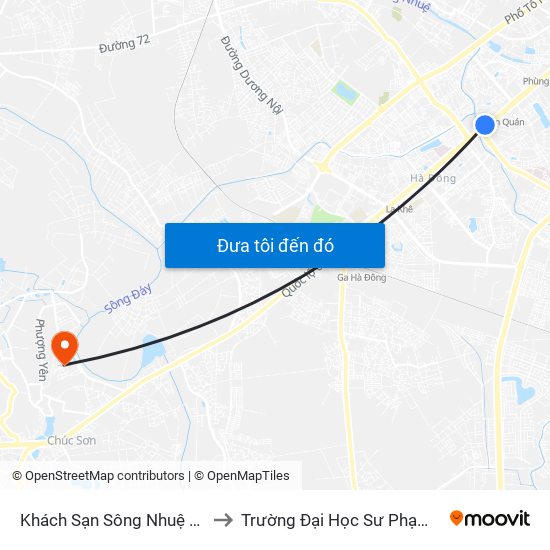 Khách Sạn Sông Nhuệ (148 Trần Phú- Hà Đông) to Trường Đại Học Sư Phạm Thể Dục Thể Thao Hà Nội map