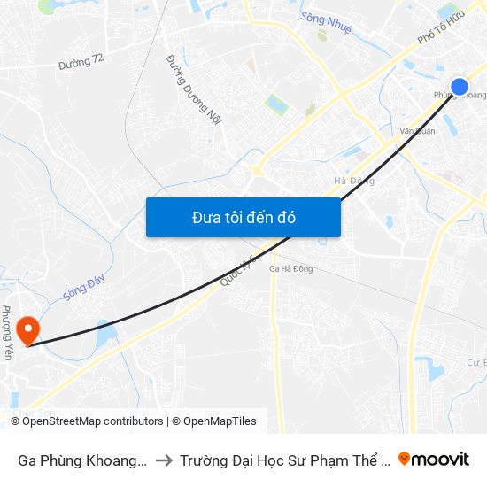 Ga Phùng Khoang - 81 Trần Phú to Trường Đại Học Sư Phạm Thể Dục Thể Thao Hà Nội map