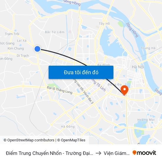 Điểm Trung Chuyển Nhổn - Trường Đại Học Công Nghiệp Hà Nội - Đường 32 to Viện Giám Định Y Khoa map