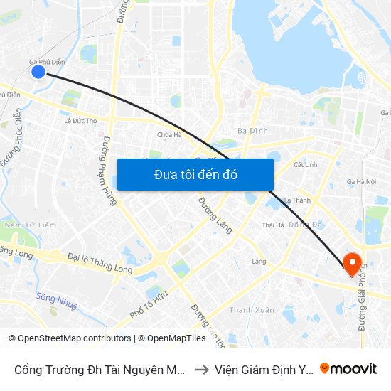 Cổng Trường Đh Tài Nguyên Môi Trường to Viện Giám Định Y Khoa map