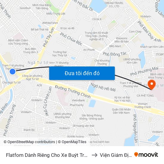 Flatfom Dành Riêng Cho Xe Buýt Trước Nhà 45 Đường Láng to Viện Giám Định Y Khoa map