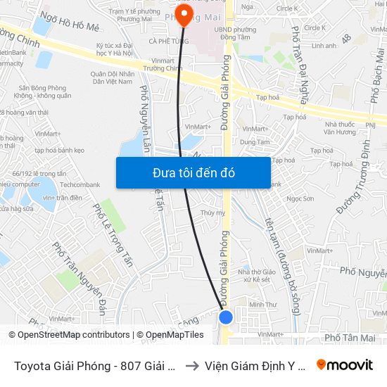 Toyota Giải Phóng - 807 Giải Phóng to Viện Giám Định Y Khoa map