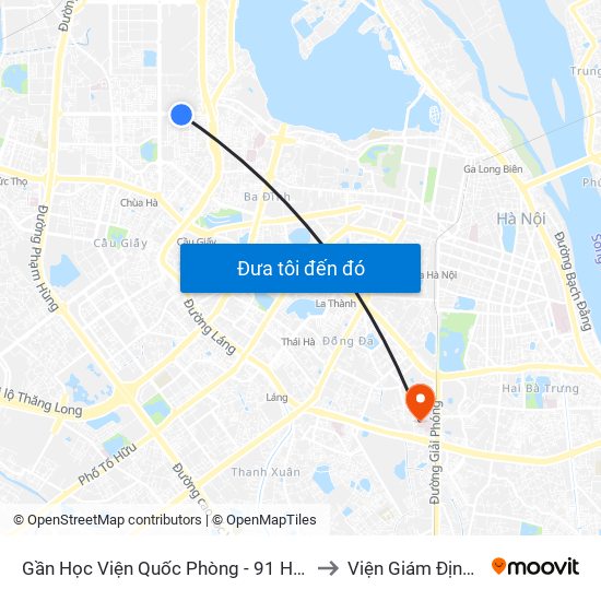 Gần Học Viện Quốc Phòng - 91 Hoàng Quốc Việt to Viện Giám Định Y Khoa map