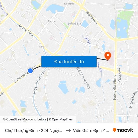 Chợ Thượng Đình - 224 Nguyễn Trãi to Viện Giám Định Y Khoa map