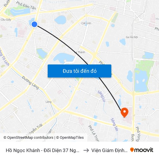 Hồ Ngọc Khánh - Đối Diện 37 Nguyễn Chí Thanh to Viện Giám Định Y Khoa map