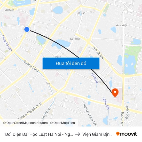 Đối Diện Đại Học Luật Hà Nội - Nguyễn Chí Thanh to Viện Giám Định Y Khoa map