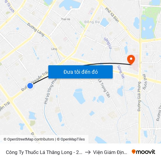 Công Ty Thuốc Lá Thăng Long - 235 Nguyễn Trãi to Viện Giám Định Y Khoa map