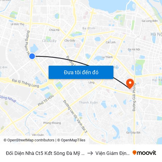 Đối Diện Nhà Ct5 Kđt Sông Đà Mỹ Đình - Phạm Hùng to Viện Giám Định Y Khoa map