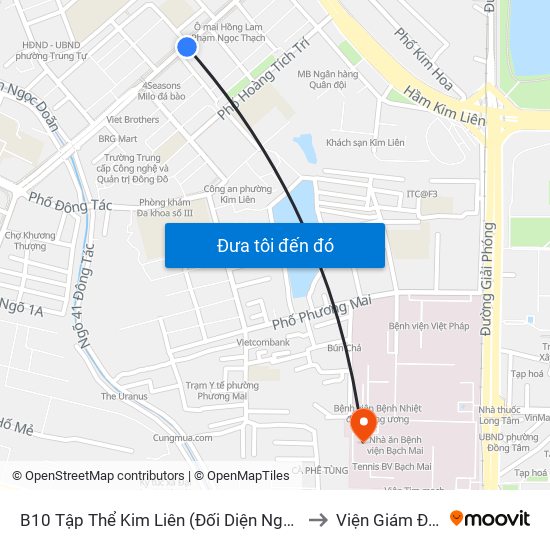 B10 Tập Thể Kim Liên (Đối Diện Ngõ 46b Phạm Ngọc Thạch) to Viện Giám Định Y Khoa map