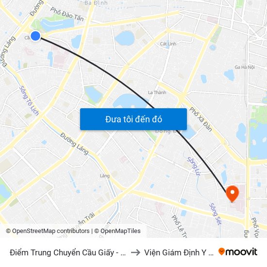 Điểm Trung Chuyển Cầu Giấy - Gtvt 02 to Viện Giám Định Y Khoa map