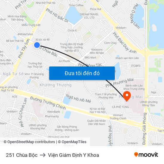 251 Chùa Bộc to Viện Giám Định Y Khoa map