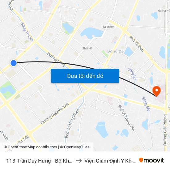 113 Trần Duy Hưng - Bộ Khcn to Viện Giám Định Y Khoa map