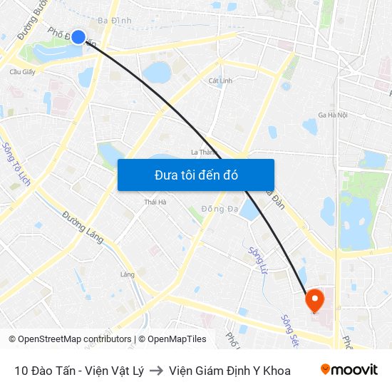 10 Đào Tấn - Viện Vật Lý to Viện Giám Định Y Khoa map