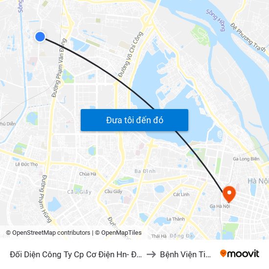 Đối Diện Công Ty Cp Cơ Điện Hn- Đường Đức Thắng to Bệnh Viện Tim Hà Nội map