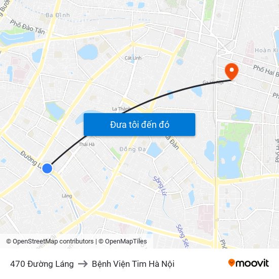 470 Đường Láng to Bệnh Viện Tim Hà Nội map