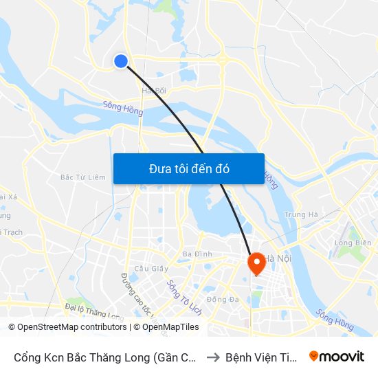 Cổng Kcn Bắc Thăng Long (Gần Cầu Vượt Bộ Hành) to Bệnh Viện Tim Hà Nội map